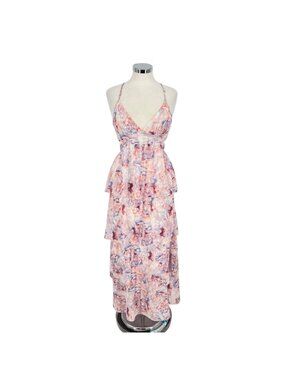 Fanco Cutout Tiered Sleeveless Maxi Dress Multicolor Pink Purple Size Medium NWT